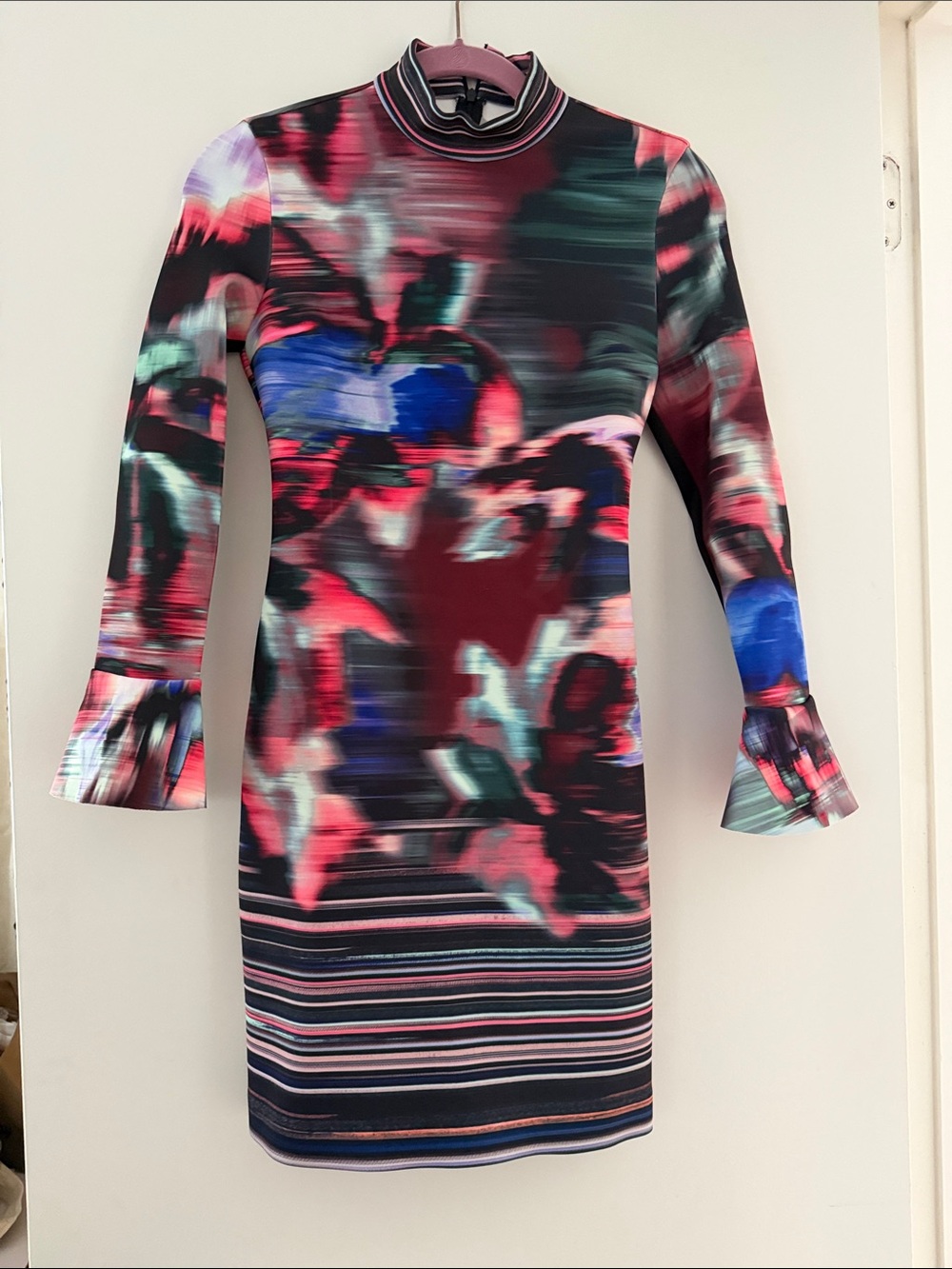 Clover Canyon Multicolor Abstract Floral Mock-Neck Dress